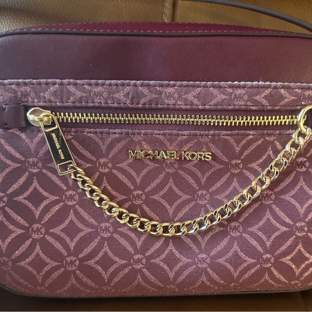 Michael Kors Plum and Gold Crossbody Bag